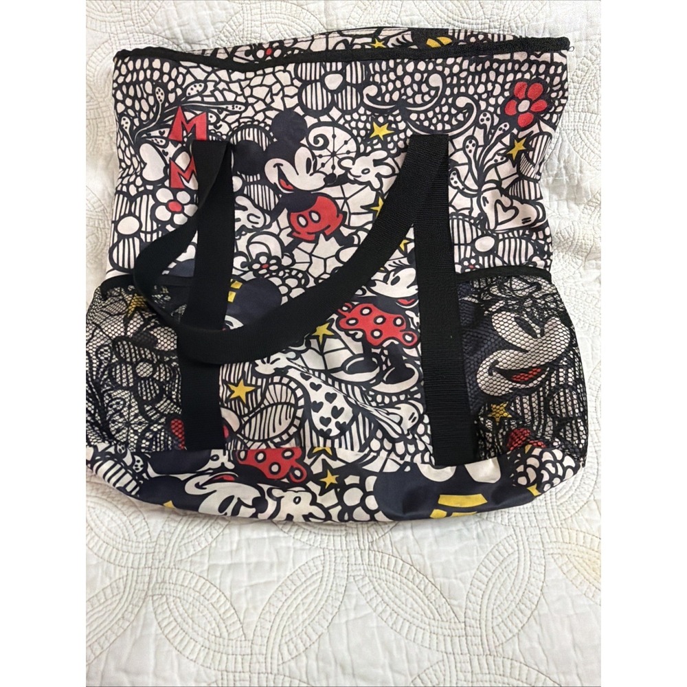Disney Store Mickey and Minnie Mouse Beach Pool Mesh Tote Preowned 21x16x9"‎